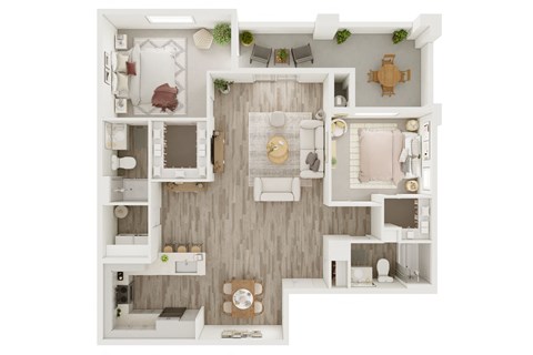 a1 floor plan  1 bedroom with 2 baths  129